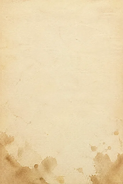 Cream old paper texture with irregular brown stains concentrated along the lower edge.