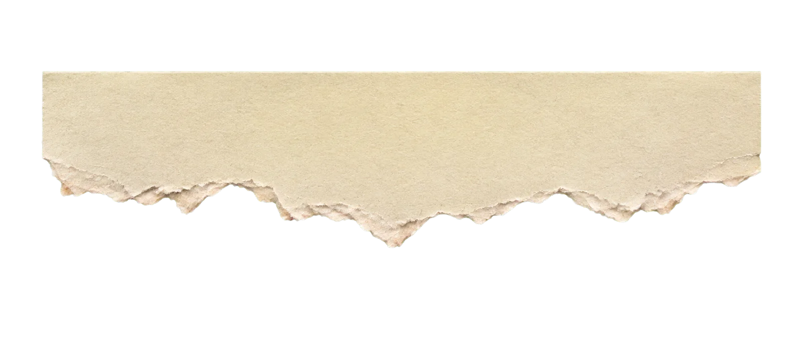 Beige Torn Paper PNG — Layered Edge Beige torn paper PNG showing a single-edge piece with uneven stepped layers along the torn boundary and transparent margins.