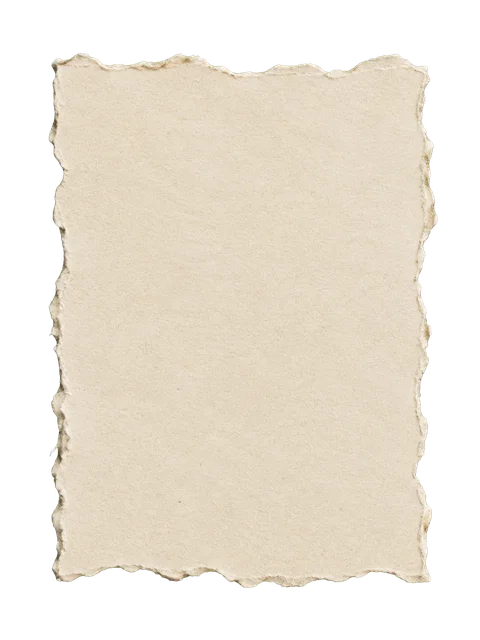 Beige torn paper PNG showing a full sheet with uneven stepped layers along the torn boundary and transparent margins.