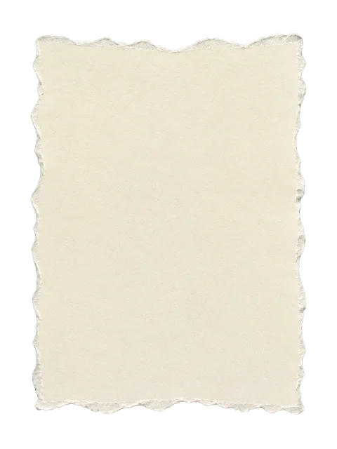 Cream torn paper PNG showing a full sheet with broad gently undulating tears and transparent margins.