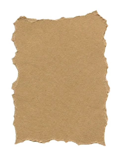 Kraft torn paper PNG showing a full sheet with deep asymmetric jagged tears and transparent margins.